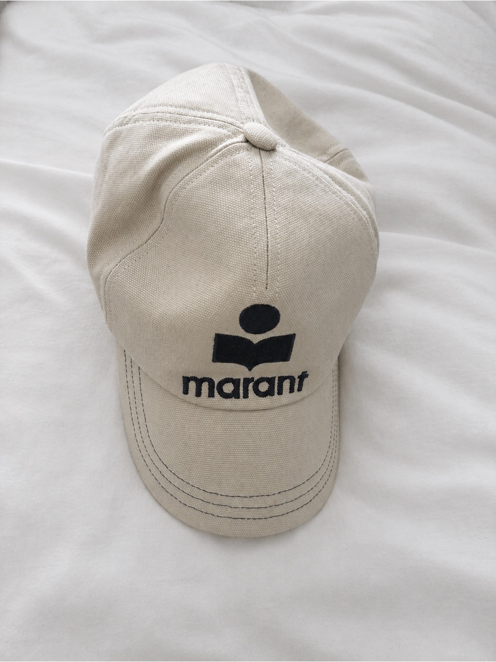 Isabel Marant Off-White Cotton Baseball Cap with Gray Logo Tag